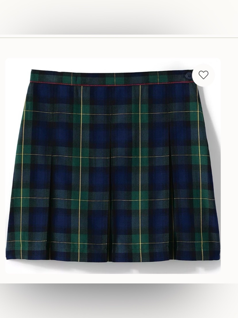 NWT Lands End Uniform Women’s Plaid Box Pleat Skirt Top of the Knee Hunter Navy